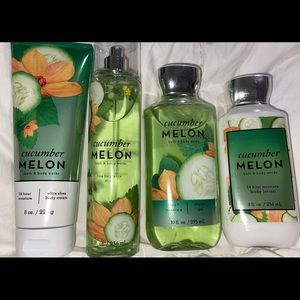 Bath and Body Works Cucumber Melon set - lotion, perfume, body wash, she…